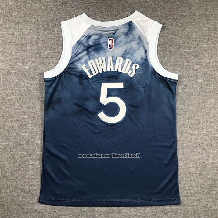 Maglia Bambino Minnesota Timberwolves Anthony Edwards #5 Citta 2023-24 Blu